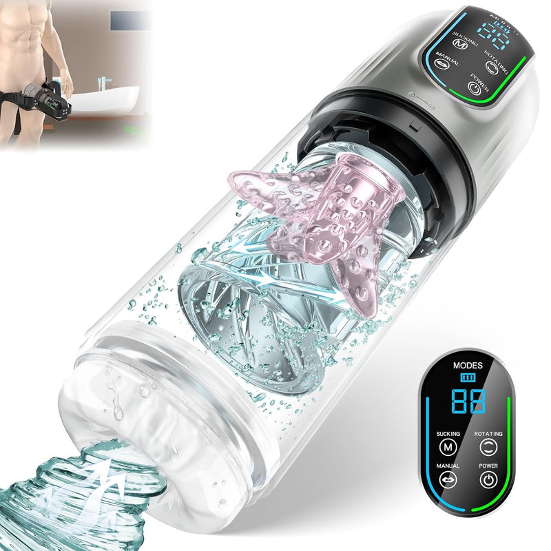 Automatic Male Masturbator Sex Toys For Men - Penis Pump Adult Male Sex Toys With 7 Sucking & Rotating & Licking Modes, Led Display Pocket Pussy Male Stroker, Blowjob Sex Machine Mens Sex Toy Men