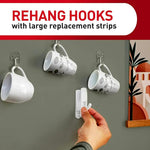 20 Large Refill Adhesive Strips - Damage-Free, No Tools, White