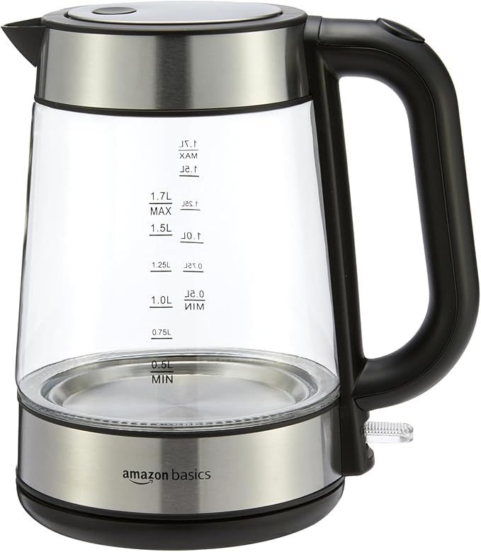 Glass Carafe Electric Hot Water Kettle, 1.8 Quarts (1.7L), 1500W, BPA-Free, Black and Silver