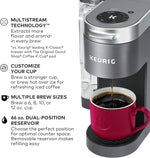 K-Supreme Single Serve K-Cup Pod Coffee Maker, MultiStream Technology, 4 Brew Sizes, 66oz Dual-Position Removable Reservoir, Gray