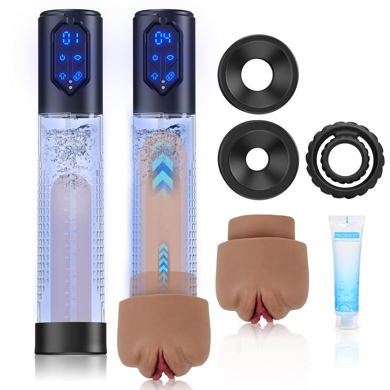 Electric Penis Pump Sex Toys - Automatic Male Masturbator Vacuum Enlargement Pump With 3 Suction & 4 Erection Intensities, Pump Penis With 2 Vagina Sleeve For Adult Men Bigger, Stronger