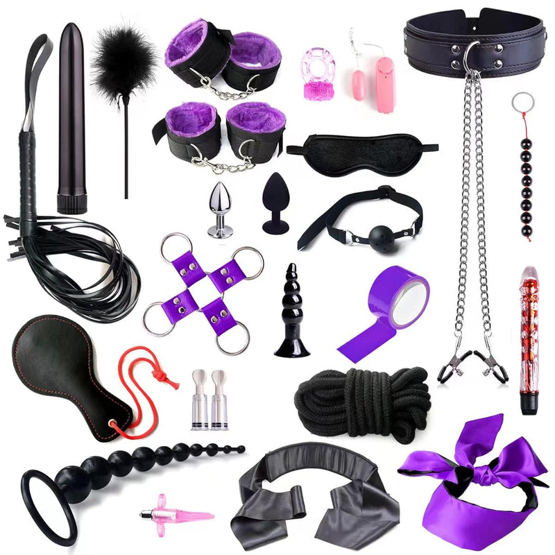 Bdsm Restraints Sex Toys 25Pc Bondage Restraints Set Fetish Bed Restraints Kits For Beginners,Gang Ball Play, Vibrators Massagers, Bondage Kit For Couples Sex