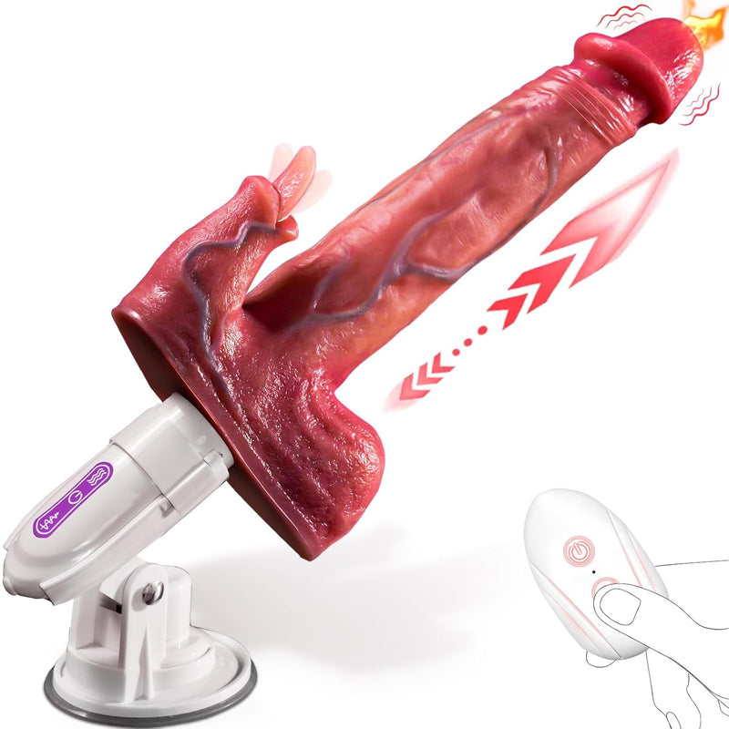 Sex Machine Thrusting Dildo With 8 Vibrating & Thrusting Modes, Remote Control Tongue-Licking Silicone Sex Toys With Strong Suction Cup For Hands-Free Play, G Spot Clitoral Anal Stimulation Vibrator