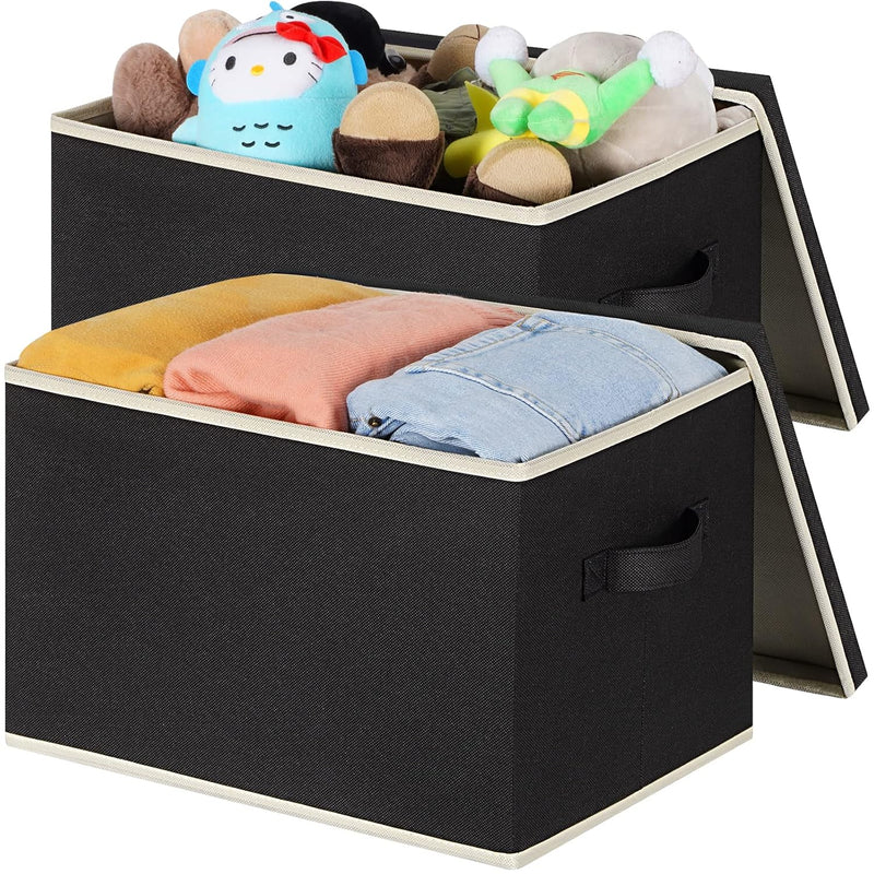 Fabric Storage Bins With Lids, Large Fabric Storage Baskets With Lids For Organi