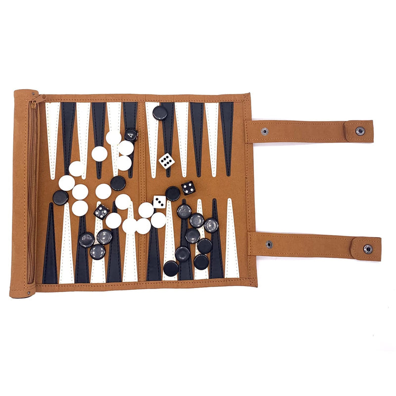 Leather Roll Up Travel Backgammon Games, Foldable Board Games, Portable Lig