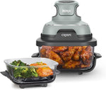 Crispi Air Fryer, Microwave, Freezer & Dishwasher Safe, Non Toxic Glass Portable Cooking System, 4 QT & 6 Cup Glass Containers with Storage Lids, Easy Meals, Air Fry, Bake, Green