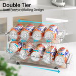 Soda Can Dispenser for Refrigerator, Set of 2 Adjustable Width Soda Can Organizer 2-Layer Beverage Pop Can Holder Drink Organizer for Fridge, Pantry, Cabinet, Countertop, Clear