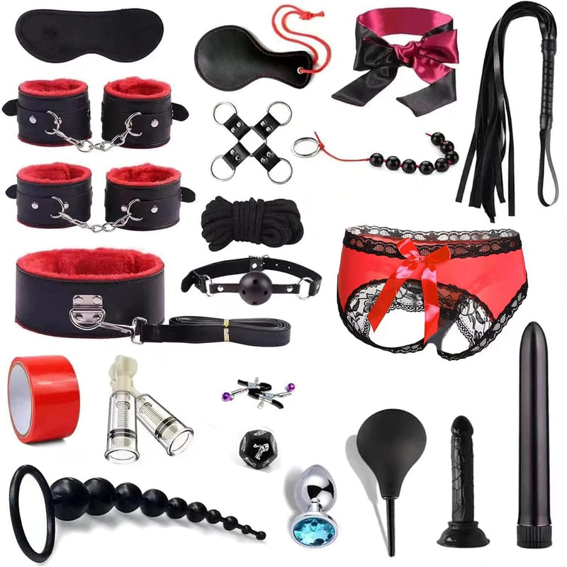 Bdsm Restraints Sex Toys 22Pc Bondage Restraints Set Fetish Bed Restraints Kits For Beginners,Gang Ball Play, Vibrators Massagers, Bondage Kit For Couples Sex