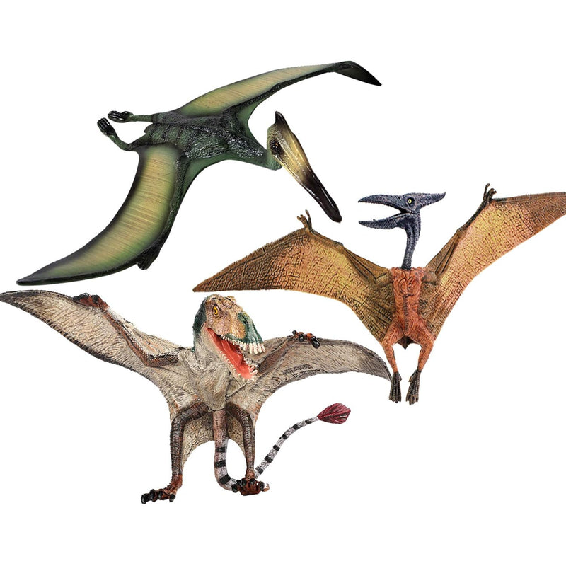 3Pcs Pterodactyl Action Figures Realistic Flying Dinosaur Pteranodon Dino T