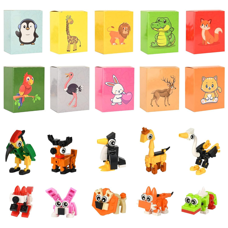 10 Packs Mini Animals Building Blocks With Party Favors Boxes Bulk, Goodie