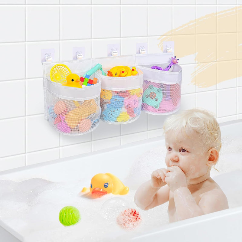 Bathroom Bath Toy Storage For Bathtub, Baby Bath Tub Toys Holder, Kids Mesh