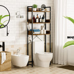 Over-The-Toilet Storage, 3 Tier Bathroom Organizer Shelf, Freestanding Space Saver with Toilet Paper Holder, Multifunctional Over The Toilet Rack, Vintage