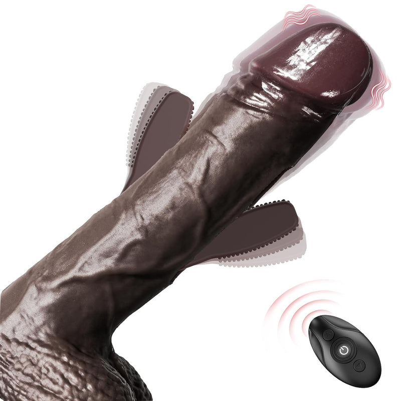 Vibrating Big Black Thick Dildo Vibrator Sex Toys, 8.4'' Women Sex Toys G Spot Vagina Anal Stimulation With 7 Flapping & Suction Cup, Huge Realistic Silicone Remote Control Dildo For Women & Men