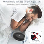 Vibrating Alarm Clock for Heavy Sleepers - Auto Set Bed Shaker Alarm Clock Under Pillow for Hearing Impaired, Bedroom, Travel, Rechargeable Battery Operated, Cordless, Auto DST, LCD Backlight