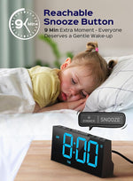 Digital Alarm Clocks for Bedrooms, Digital Clock with 4 Level Brightness +Off, Dual Customizable Alarms, USB Port, Power-Off Memory, Snooze, DST, 12/24H, Desk Clock for Kids Adults Elderly