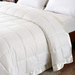 Lightweight Down Alternative Blanket With Satin Trim, King, Ivory, 90 X 108 Inch