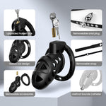 Male Chastity Cock Cage with Anal Butt Plugs, Adjustable Strap on Harness Chastity Belts Devices with 3 Sizes Rings, Penis Cage Adult Sex Toys with BDSM Bondage Gear Accessories