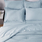 Full Seersucker Comforter Set With Sheets Light Blue Bed In A Bag 7-Pieces All Season Bedding Sets With Comforter, Pillow Sham, Flat Sheet, Fitted Sheet, Pillowcase