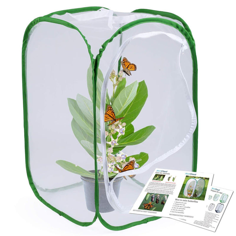 23.6" Large Butterfly Habitat Insect Cage Caterpillars Enclosure Pop-up Cle