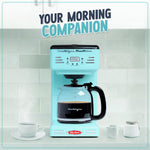 Retro 12-Cup Programmable Coffee Maker With LED Display, Automatic Shut-Off & Keep Warm, Pause-And-Serve Function, Aqua