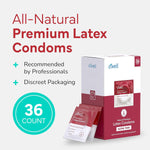 Premium Latex Condoms, 36 Count - All Natural Lubricated Condoms for Men with a Silicone Base for Comfortable Birth Control & Pleasure, Ultra-Thin Condom, Large - Pack of 36