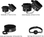 12 PCS Sex Bondage BDSM Restraints Kits Fetish Handcuffs Ankle Cuff Collar Blindfold Whip Rope Nipple Clamps Paddle Anal Toys Ball Gag Adult Games Foreplay Sexy Toys for Couples (Black)