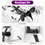 BDSM Bondage Sex Restraints Set Couples Sex Toys, Neck to Wrist Restraints Kit with Traction Chain Back Sex Handcuffs Collar Adjustable Bondage Gear Accessories SM Sexy Slave Beginner Role Play Toy