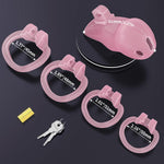 Male Chastity Cage - Beginner-Friendly Lightweight Design with 4 Adjustable Rings & Invisible Lock | Secure Bondage Gear | Adult Sex Toy for Men (Pink, Short)