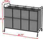 4-Bag Heavy Duty Laundry Sorter Rolling Cart, Dark Grey