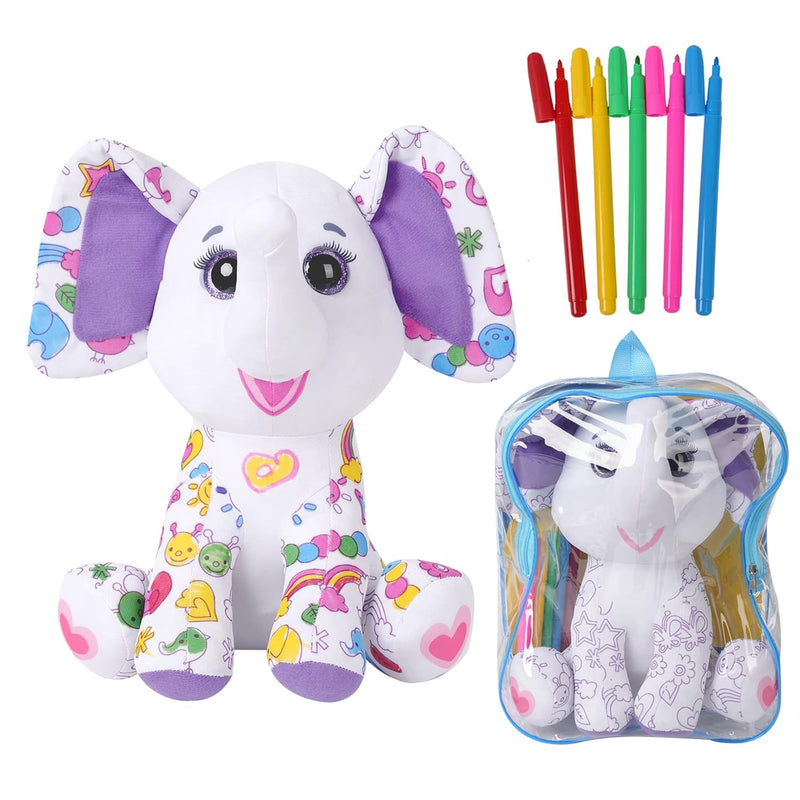 Coloring Plush Toy With 5 Washable Markers For Little Girls Doodle Dolls Fo