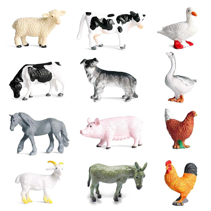 12 Pcs Farm Animals Figures Toys, Realistic Mini Farm Barn Animal Figurines