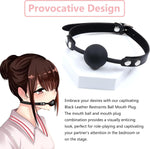 Leather Restraints Ball Mouth Plug Silicone Bondage Ball Gag Silicone Bondage Ball Gag for Sex, BDSM Restraints Toys Sex Gag Muzzles (B3)