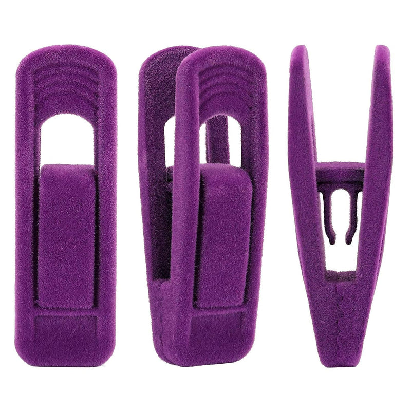 Purple Velvet Hangers Clips, Pants Hangers Velvet Clips, Strong Finger Clips Per