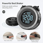 Loud Dual Alarm Clock with Bed Shaker - 0-100% Dimmer, Vibrating Alarm Clock for Heavy Sleepers or Hearing Impaired, Easy to Set, USB Charging Port, Snooze, Battery Backup