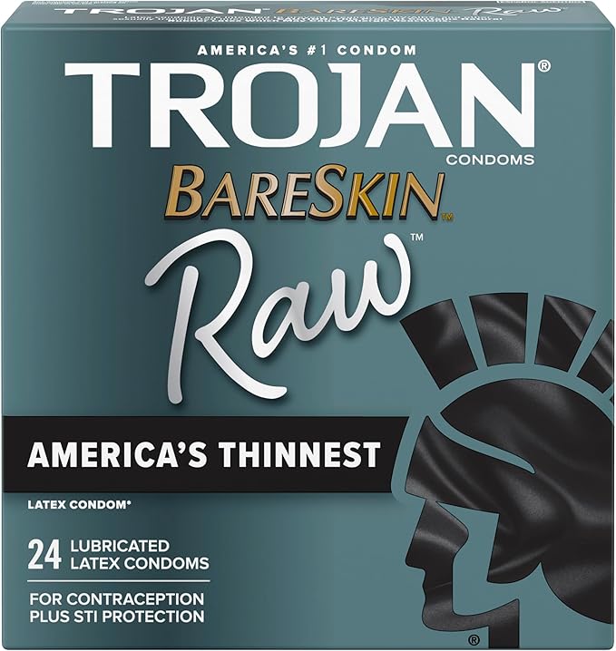 BareSkin Raw Thin Condoms, Lubricated Condoms For Men, America’s Number One Condom Brand, 24 Count Pack