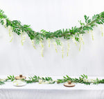 2Pcs 6Ft/Piece Artificial Flowers Wisteria Garland Artificial Wisteria Vine Hanging Flower Greenery Garland for Home Garden Outdoor Wedding Arch Floral Decor (White)