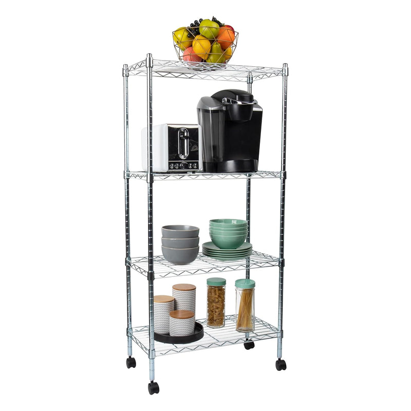 Mind Reader Alloy Collection, Adjustable 4-Tier Industrial Storage Shelves With