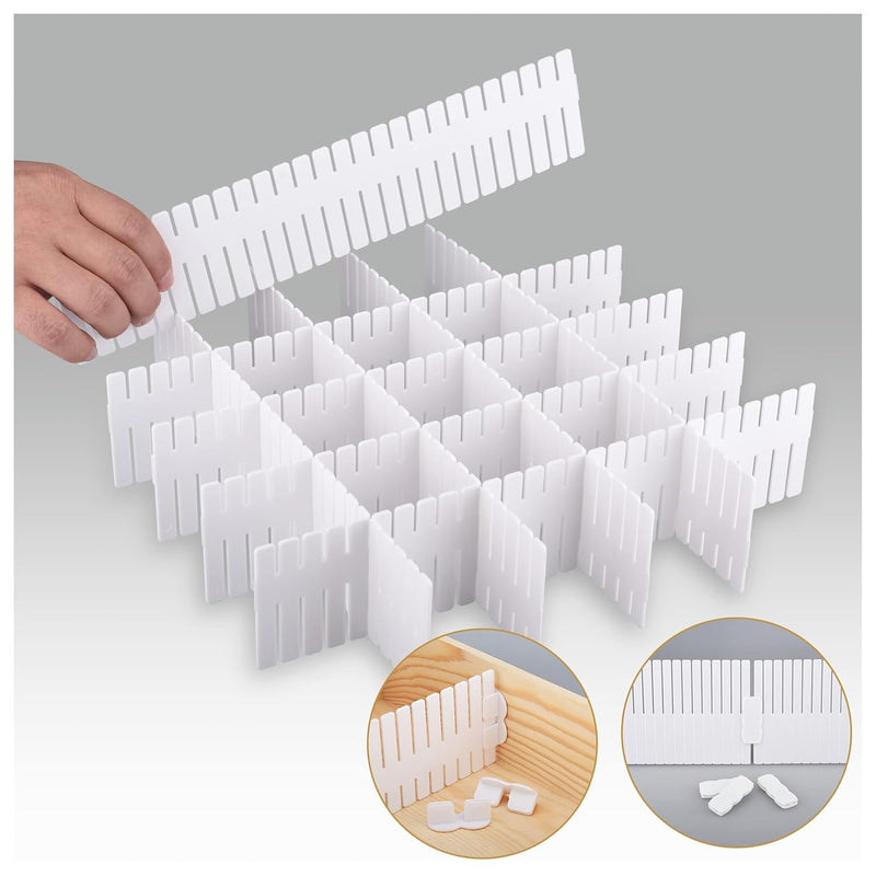 44Pcs Drawer Dividers Adjustable With Fixed Buckle,12.6 * 2.76In,Drawer Organize