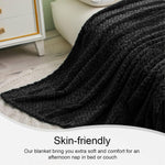 Large Flannel Fleece Throw Blanket, 50X70 Inches Soft Jacquard Weave Leaves Pattern Blanket For Couch, Cozy, Warm, Lightweight And Decorative Black Blanket