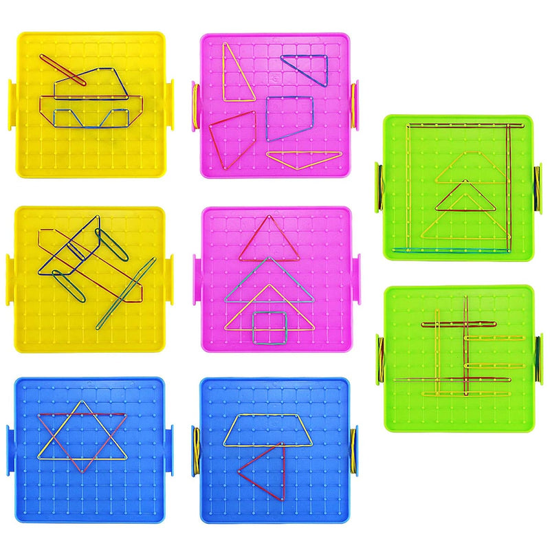 8 Pack Plastic Mathematical Manipulative Material Array Block Geo Board Wit