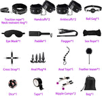 BDSM Bondage Restraints Kit, 23PCS Upgrade Leather Sex Toys Sets, Sex Accessories for Adults Couples with Storage Bag, Body-Safe Sexual Pleasure Tools for Women and Men