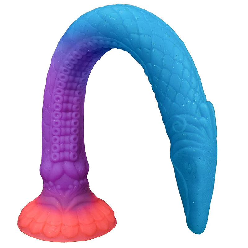 Super Long Dildo Fantasy Dildo Dragon Dildos, 17.7" Luminous Alien Dildo Animal Dildos, Silicone Anal Toys G Spot Dildo Suction Cup Dildo, Adult Sex Toys For Women Men, Blue-Purple