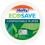 Hefty ECOSAVE Compostable Paper Plates, 10-1/8 Inch, 45 Count