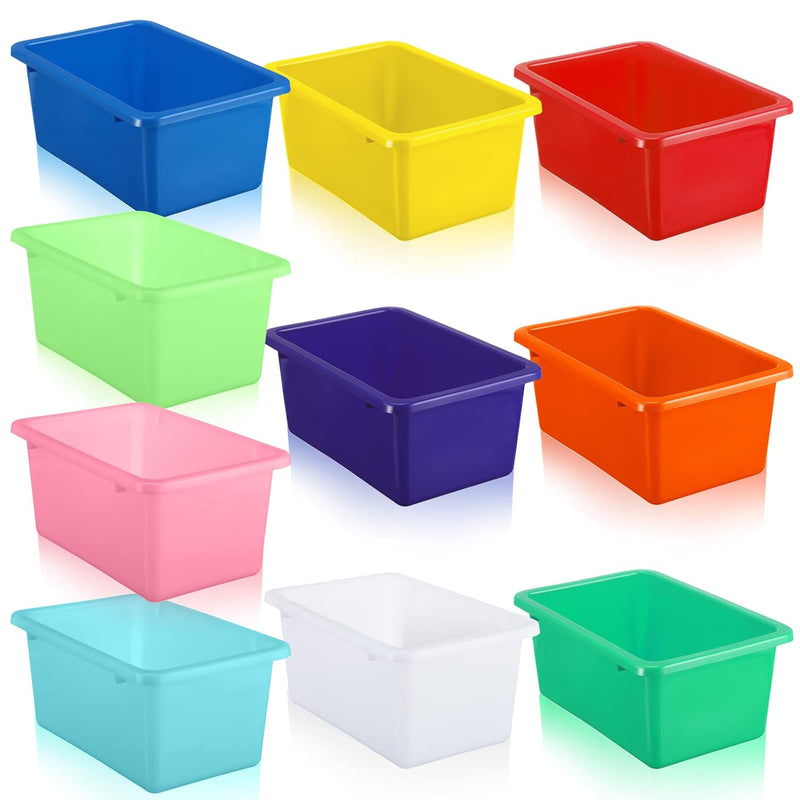 10 Pack Plastic Toy Storage Bins Colorful Small Cubby Storage Organizer Bins Toy