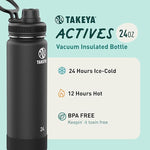 Actives 24 oz Vacuum Insulated Stainless Steel Water Bottle with Spout Lid - Onyx