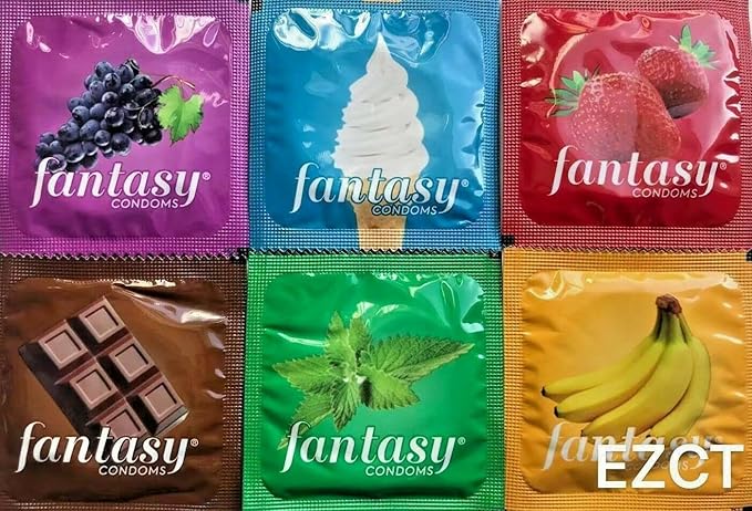 Fantasy Flavored Condoms Pack 48 Condoms : Variety of Flavors Such As Vanilla, Strawberry, Mint, Grape, Chocolate, and Banana.