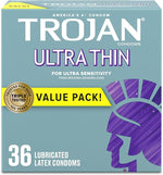 Ultra Thin Condoms For Ultra Sensitivity, Lubricated Condoms for Men, America’s Number One Condom, 36 Count Value Pack