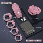 Male Chastity Cage - Beginner-Friendly Lightweight Design with 4 Adjustable Rings & Invisible Lock | Secure Bondage Gear | Adult Sex Toy for Men (Pink, Short)