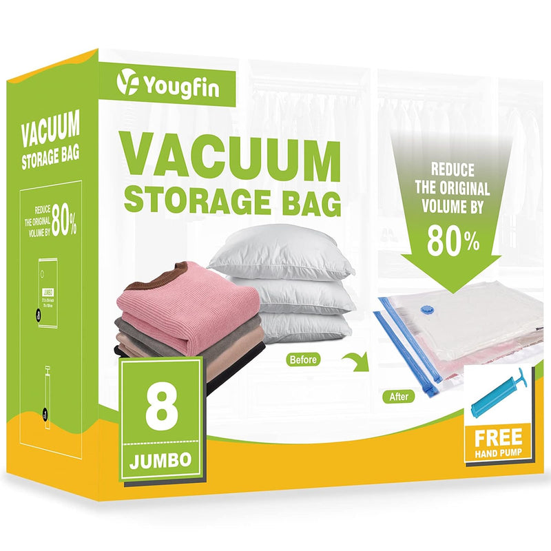 8 Pack Space Bags, Vacuum Storage Bags Jumbo Size, Vacuum Sealed Bags For Beddin