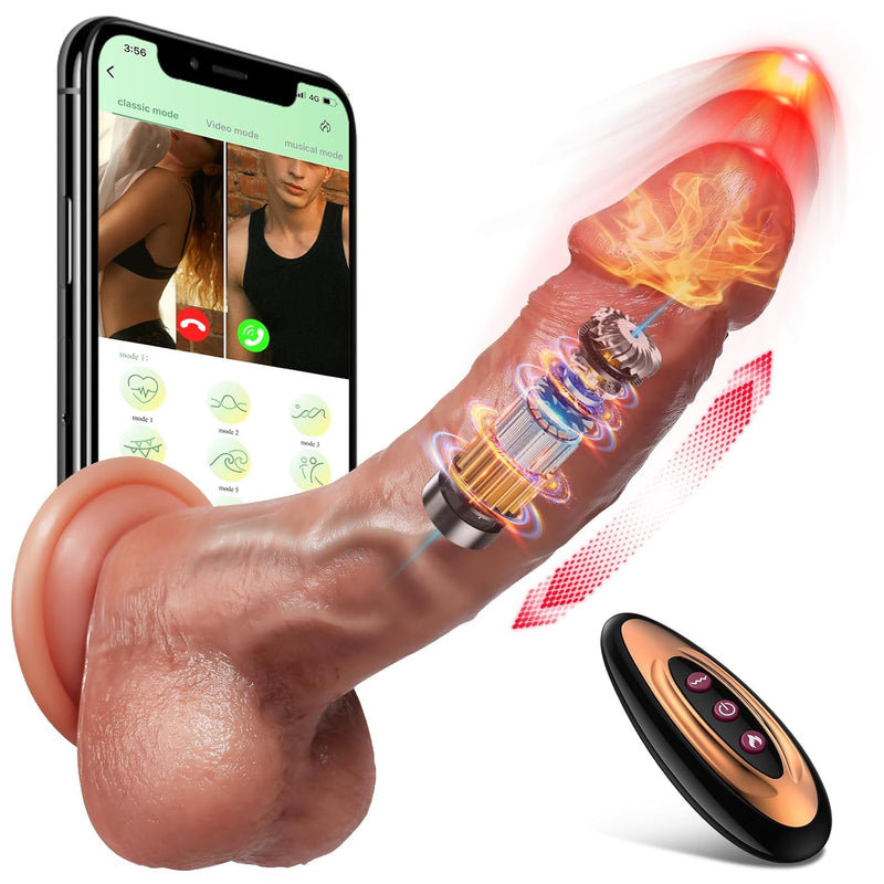 Thrusting Dildo Vibrator Sex Toys - 8.4" App & Rc Realistic Vibrator With 9 Thrusting & 9 Vibration, Heating G Spot Vibrator Anal Dildo With Strong Suction Cup, Adult Sex Toy For Women Couples